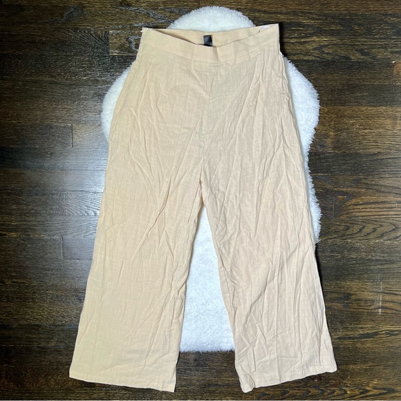 Shein Cream High Rise Wide Leg Pants Medium - Picture 1 of 8